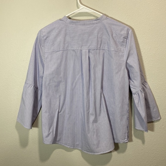 J crew striped button‎ up shirt collarless - Picture 6 of 8